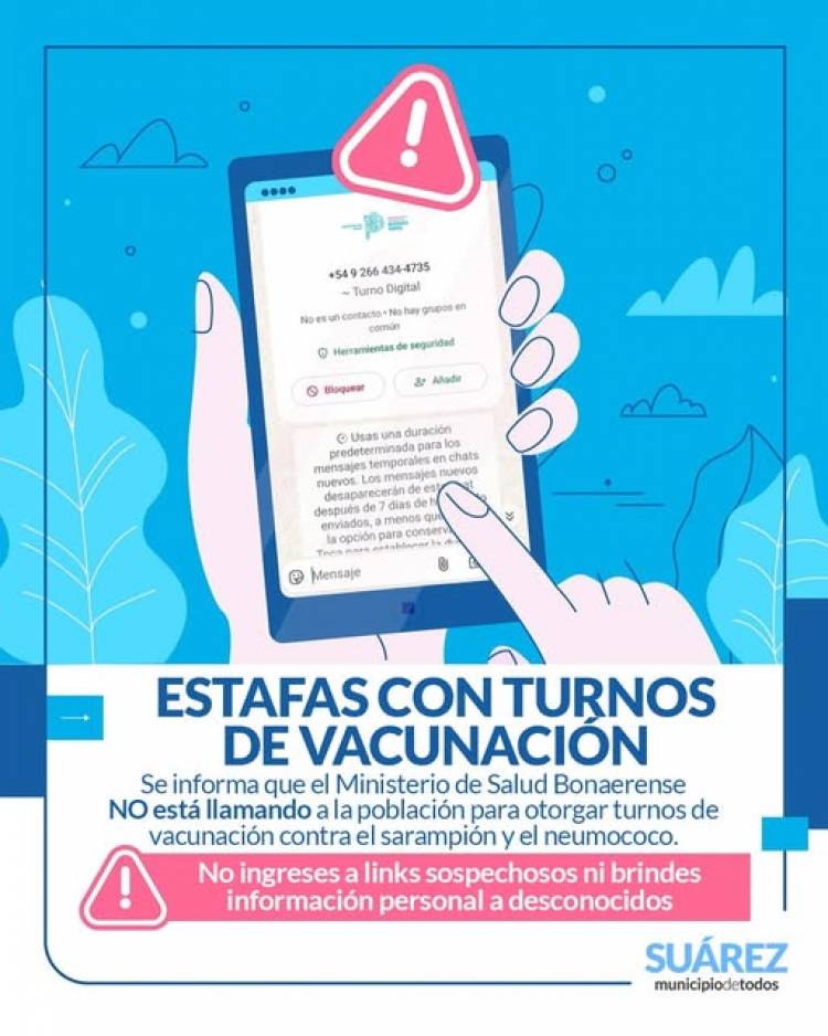 Atencion Vecinos: EVITEMOS ESTAFAS CON TURNOS DE VACUNACION