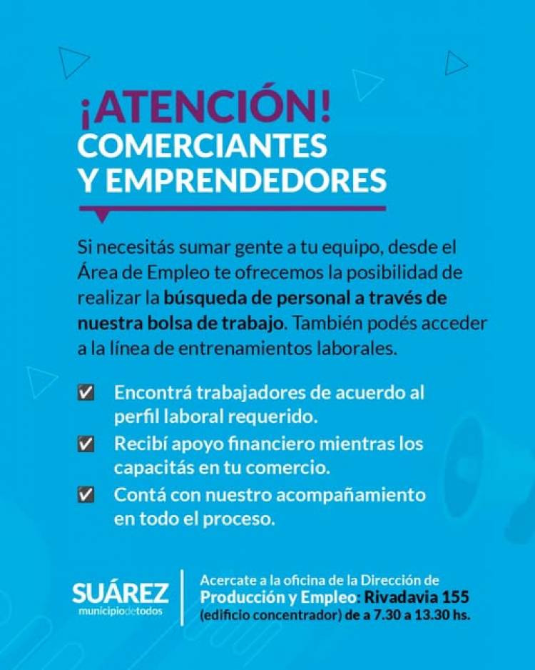 ¡Atención comerciantes y emprendedores de Coronel Suárez! 