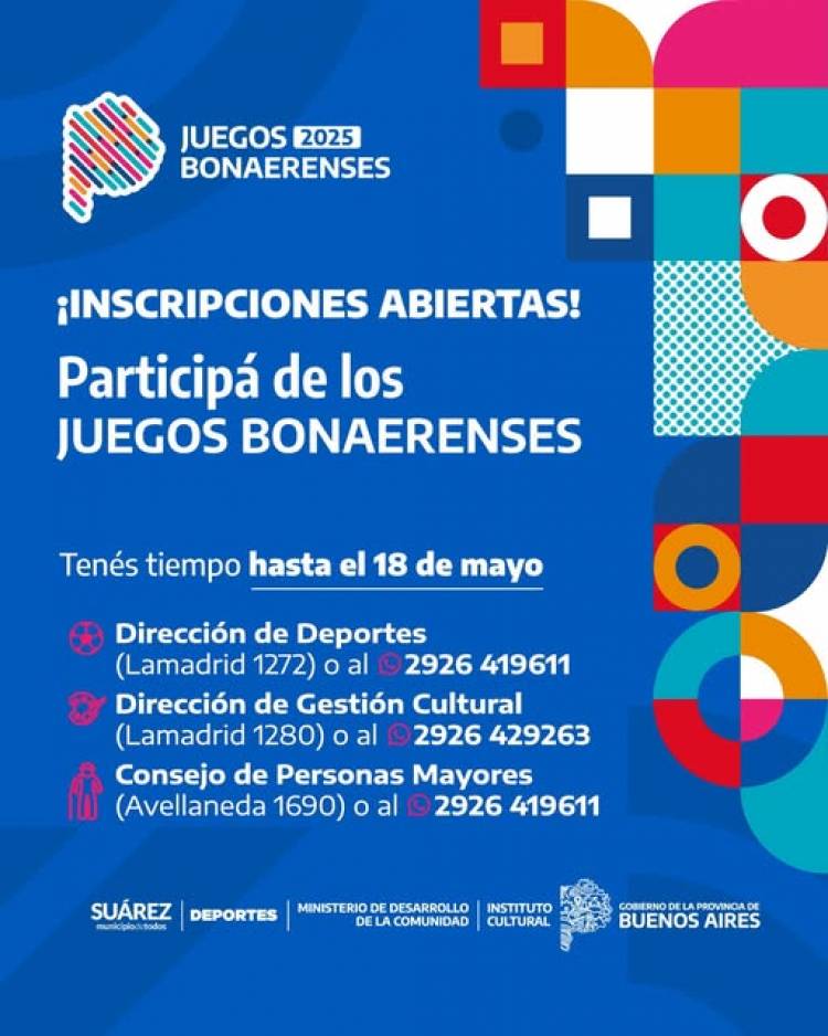 Juegos Bonaerenses 2025: tenés tiempo de inscribirte hasta el 18 de Mayo