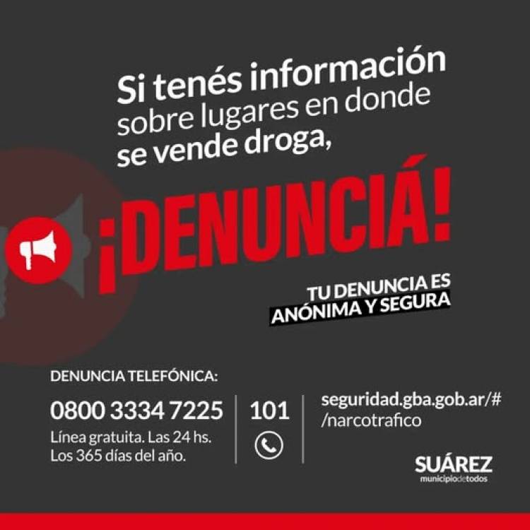 DENUNCIA si tenes informacion sobre venta de drogas