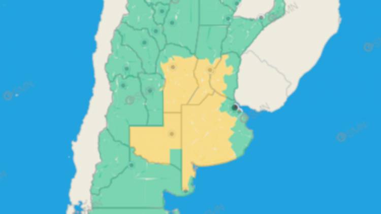 Emiten una alerta amarilla por tormentas para este Sábado en gran parte de la Provincia