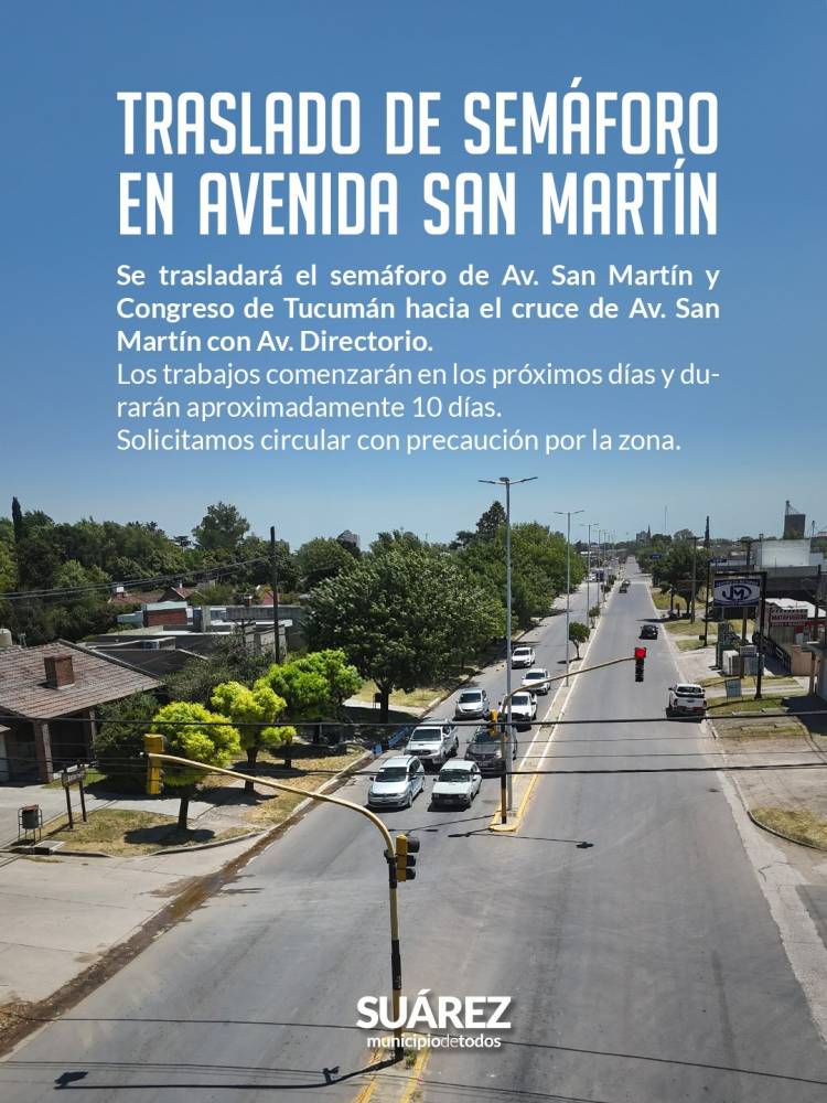 Traslado de semáforo en Av. San Martin