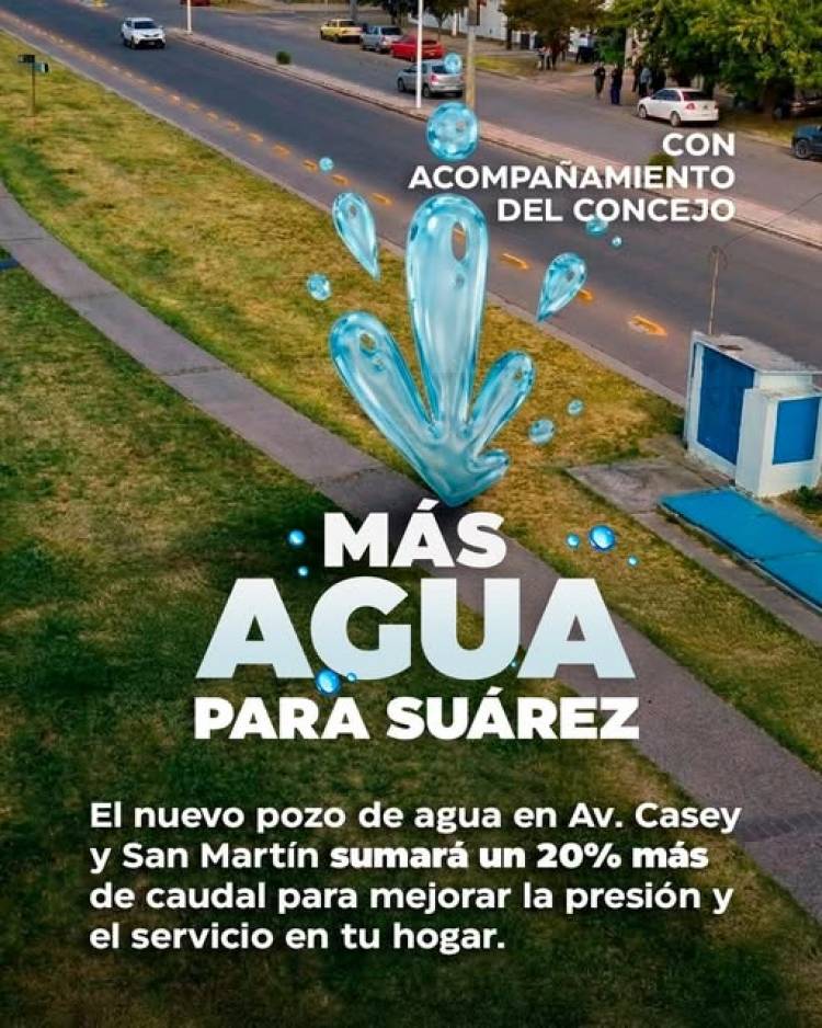 Nuevo pozo de agua que brindará más presión y un 20% más de caudal
