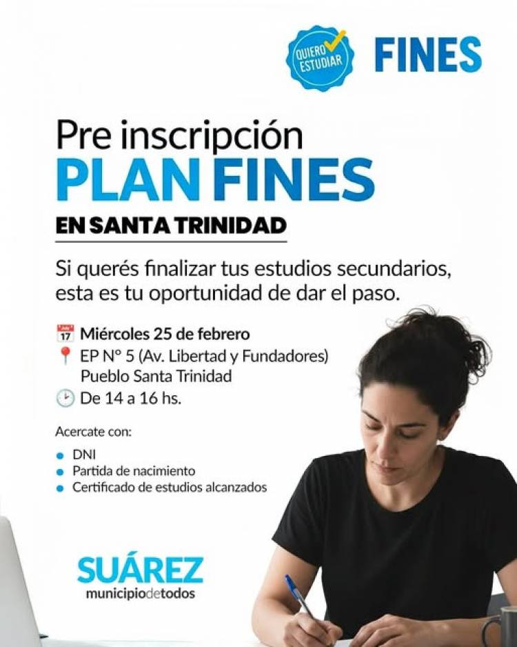 PRE INSCRIPCIÓN PLAN FINES EN SANTA TRINIDAD