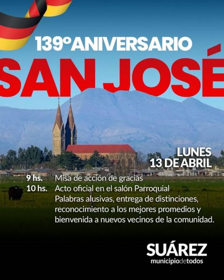 Pueblo San José celebra su 139° aniversario