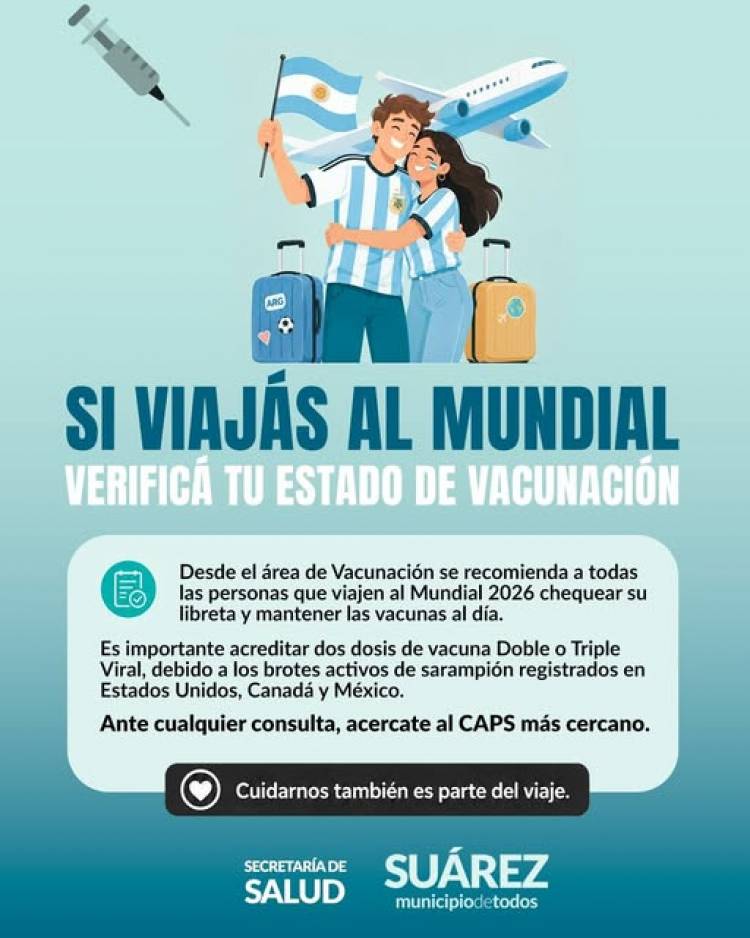 Si viajás al Mundial verificá tu estado de vacunación