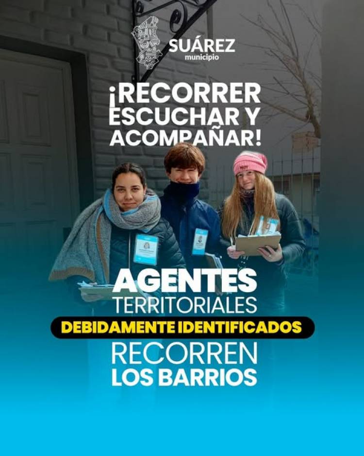 Agentes territoriales debidamente identificados, recorren los barrios en el marco del programa de entrenamiento laboral