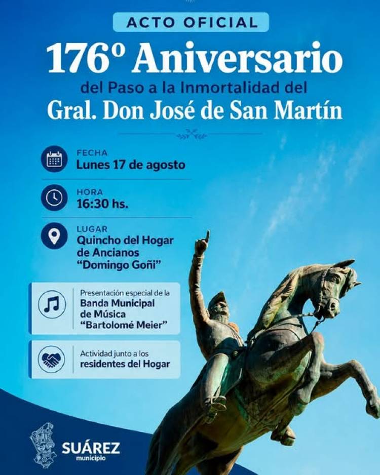 Acto Oficial en conmemoración del 176º aniversario del paso a la inmortalidad del General Don José de San Martín