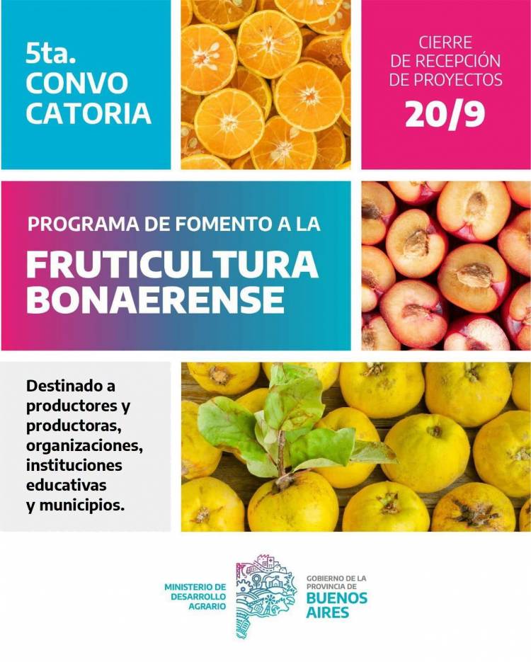 5.ª Convocatoria – Programa de Fomento de la Fruticultura Bonaerense