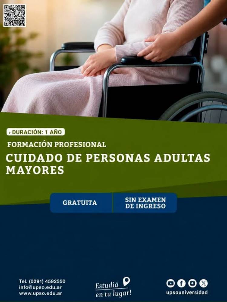 Inscripcion para el "Curso de formacion profesional en cuidado de personas adultas mayores"