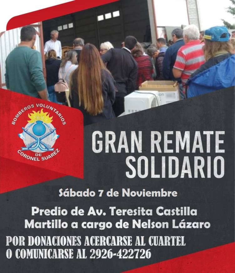 Bomberos Voluntarios Coronel Suárez anuncia su gran remate anual