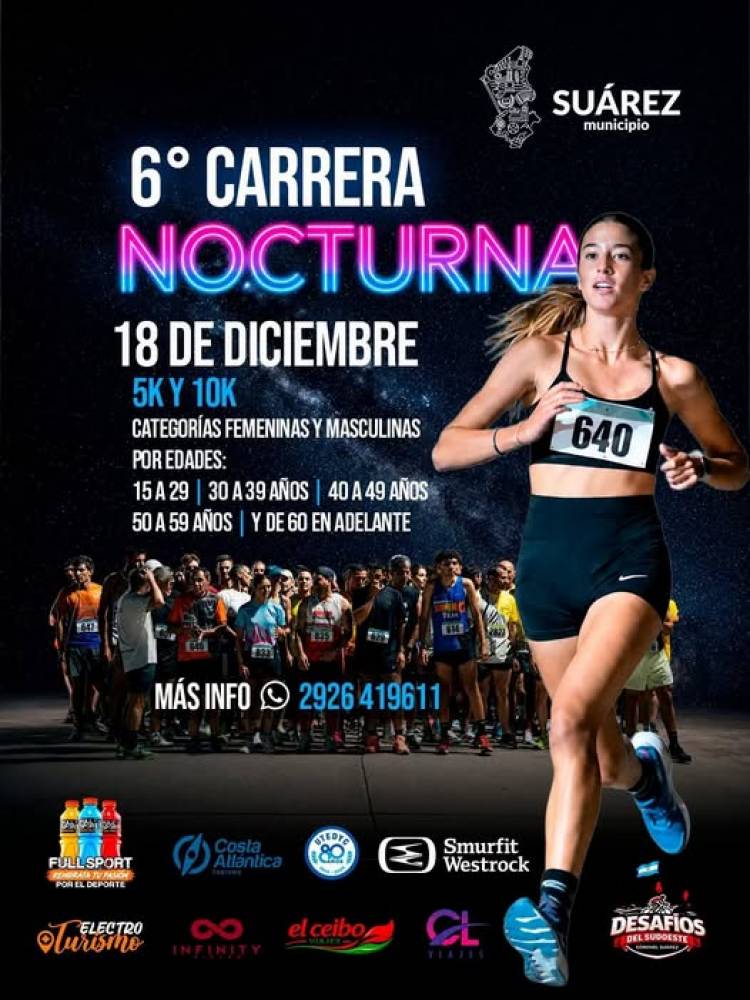 ¡Inscripciones abiertas! Se viene la 6ª Carrera Nocturna de Coronel Suárez